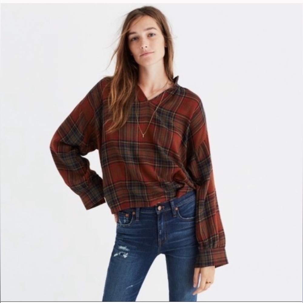 Madewell Highroad Popover Shirt in Brentford Plaid Size Small